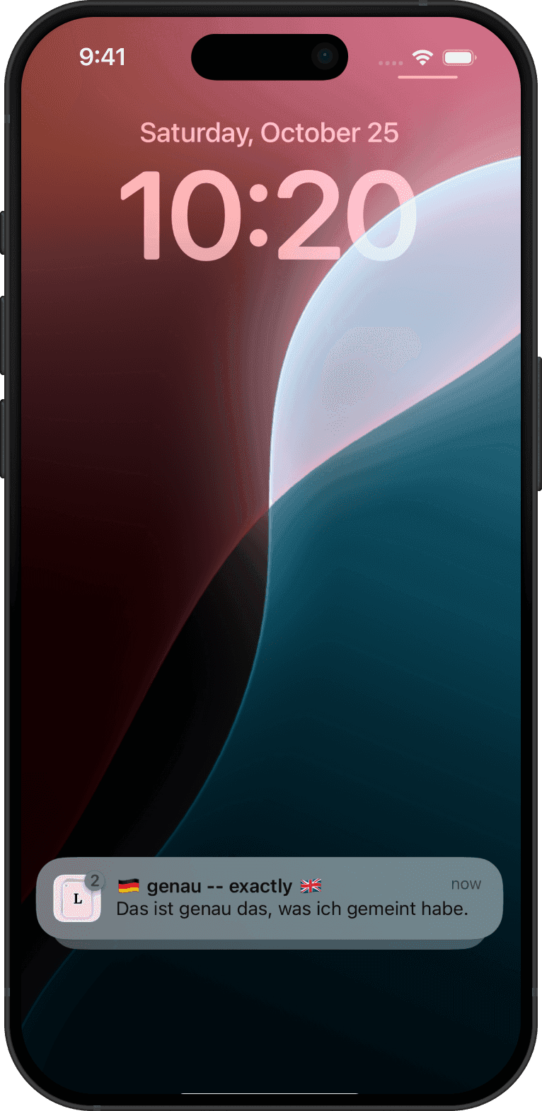 Lingufy daily reminder notification on a phone lock screen