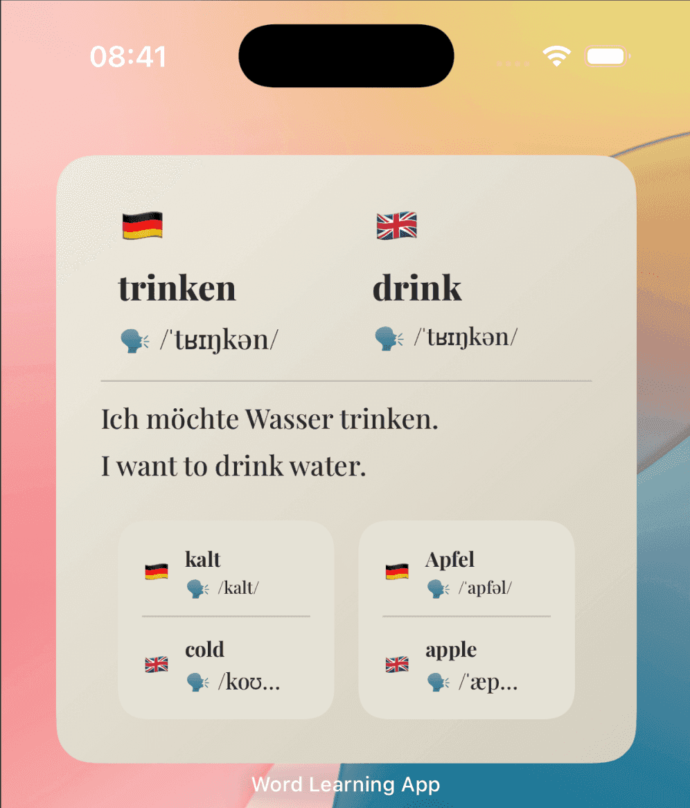 Lingufy home-screen widgets